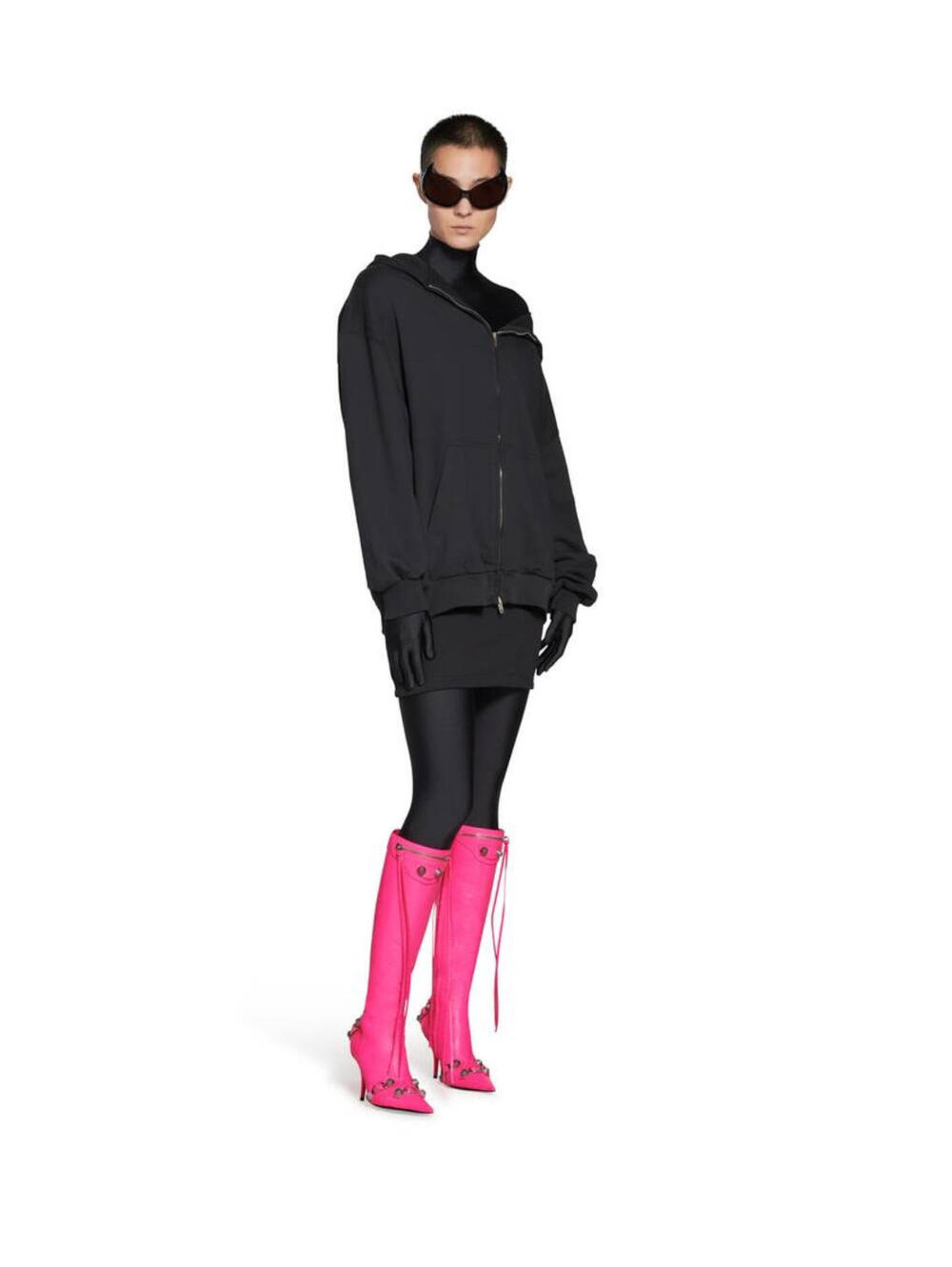 NIB $2,600 Balenciaga Cagole Leather Designer Boot Neon Pink Arena 39.5 694395 - Picture 14 of 15